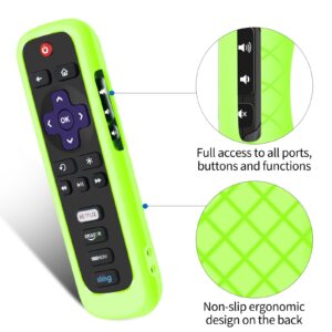 Remote Case for Roku, Battery Cover for TCL Roku Smart TV Steaming Stick Remote, Roku TV Remote Cover Silicone Protective Controller Universal Sleeve Skin Glow in The Dark Green