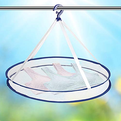 OUKENS Round Drying Rack,23inch Foldable Underwear Dryer, Collapsible Hanging Laundry Rack, Lay Flat to Dry Mesh Clothes Drying Basket for Lightweight Clothing, Delicates and Swimsuit