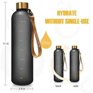 Opard 27oz/32oz Motivational Water Bottle with Time Marker to Drink, Reusable Plastic Bottle with BPA Free Tritan for Gym and Sports