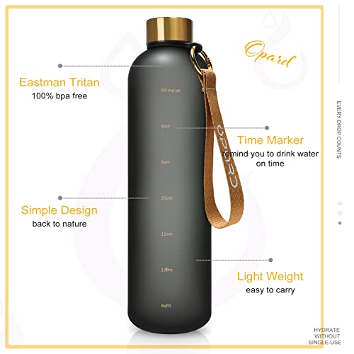 Opard 27oz/32oz Motivational Water Bottle with Time Marker to Drink, Reusable Plastic Bottle with BPA Free Tritan for Gym and Sports