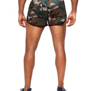 G Gradual Men's Running Shorts 3 Inch Quick Dry Gym Athletic Jogging Shorts with Zipper Pockets (Green Camo, Medium)