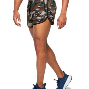 G Gradual Men's Running Shorts 3 Inch Quick Dry Gym Athletic Jogging Shorts with Zipper Pockets (Green Camo, Medium)