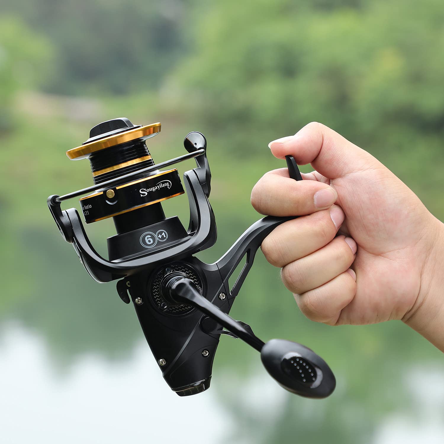 Sougayilang Bait Feeder Spinning Reels,33Lbs Drag Carp Fishing Reel Front and Rear Drag System, Freshwater Fishing Reel for Live Liner Bait Fishing(S3317000)