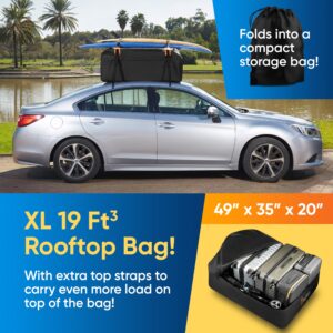 BAGMATE Waterproof Car Roof Bag - Car Rooftop Cargo Carrier Bag – 19 Cubic Ft Roof Rack Cargo Carrier, includes Anti-Slip Mat, 4 Door Hooks, Reinforced Zipper/Buckle, with or without Rack