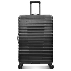 U.S. Traveler Boren Polycarbonate Hardside Rugged Travel Suitcase Luggage with 8 Spinner Wheels, Aluminum Handle, Black, Checked-Large 30-Inch