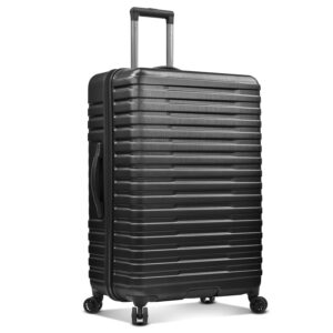 U.S. Traveler Boren Polycarbonate Hardside Rugged Travel Suitcase Luggage with 8 Spinner Wheels, Aluminum Handle, Black, Checked-Large 30-Inch