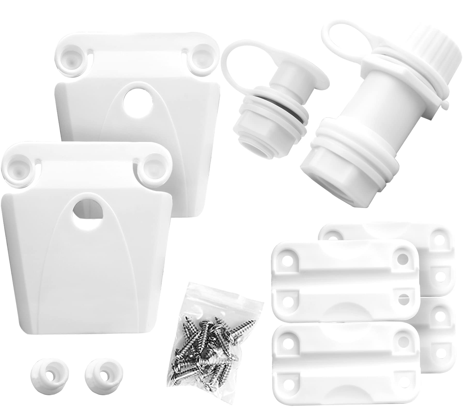 Cooler Replacement Parts Kit, Ice Chest Plastic Hinges, Latch Posts, and Screws, Threaded, and Triple-Snap Drain Plug. The best option for repairing and replacing multiple cooler parts.