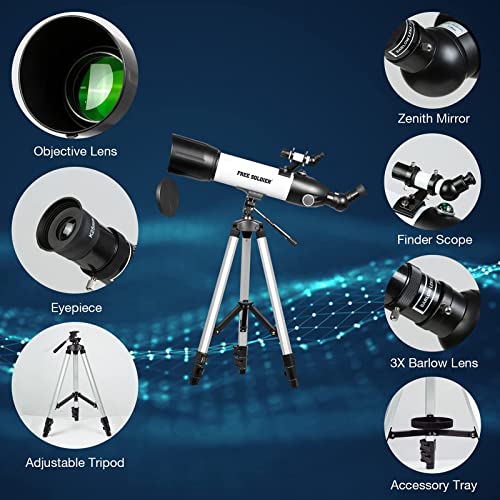 Telescopes for Adults High Powered - 500x80mm AZ Astronomical Professional Refractor Telescope for Beginners Astronomy with Advanced Eyepieces, Cool Astronomy for Christmas, White