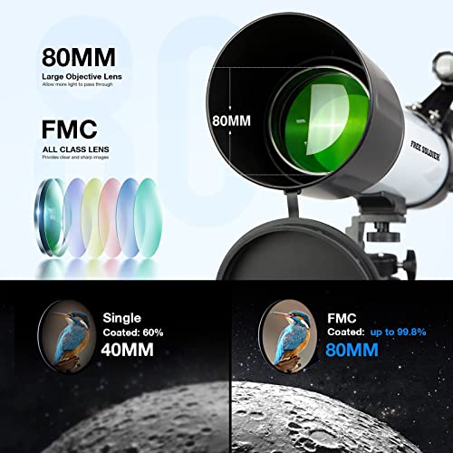 Telescopes for Adults High Powered - 500x80mm AZ Astronomical Professional Refractor Telescope for Beginners Astronomy with Advanced Eyepieces, Cool Astronomy for Christmas, White