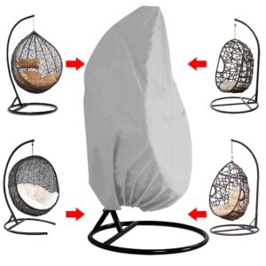 Patio Hanging Egg Chair Cover Heavy Duty Waterproof Patio Outdoor Wicker Swing Seat Cover Chair Garden Furniture Protective Cover UV Resistant 75 x 45inch (Grey)