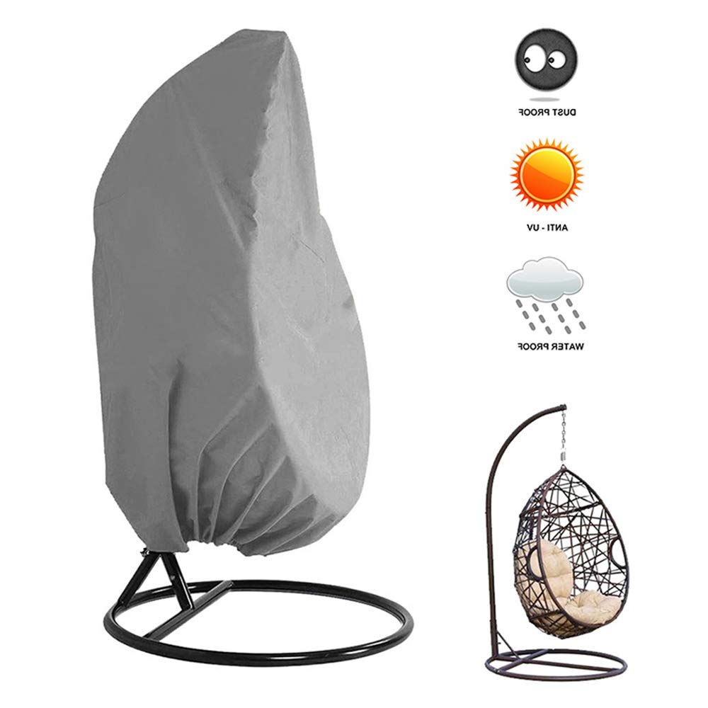 Patio Hanging Egg Chair Cover Heavy Duty Waterproof Patio Outdoor Wicker Swing Seat Cover Chair Garden Furniture Protective Cover UV Resistant 75 x 45inch (Grey)