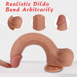 7.9" Silicone Realistic Dildos Sex Toy with Strong Suction Cup for Hands-Free, Flexible Lifelike Sex Toys, Anal Adult Harness Strap On Sex Toys for Women