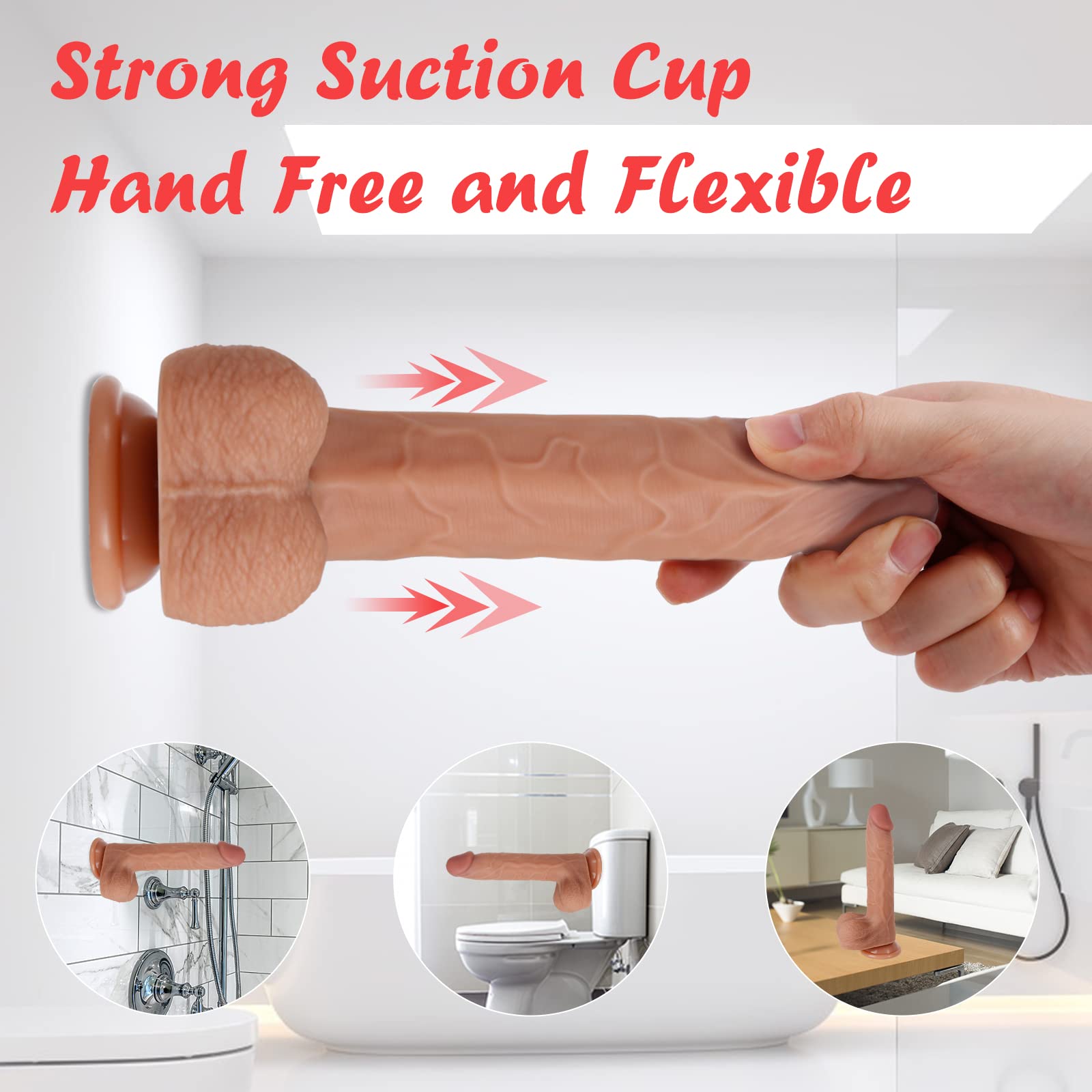 7.9" Silicone Realistic Dildos Sex Toy with Strong Suction Cup for Hands-Free, Flexible Lifelike Sex Toys, Anal Adult Harness Strap On Sex Toys for Women