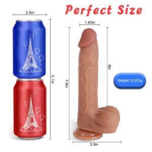 7.9" Silicone Realistic Dildos Sex Toy with Strong Suction Cup for Hands-Free, Flexible Lifelike Sex Toys, Anal Adult Harness Strap On Sex Toys for Women