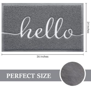 BeneathYourFeet Door Mat (36"x24",Grey) Welcome Mat Low Profile Floor Mat Front Doormat Non Slip Mats for Entryway, Patio, High Traffic Areas