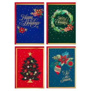 hallmark boxed christmas cards assortment, festive foil (40 cards and envelopes)