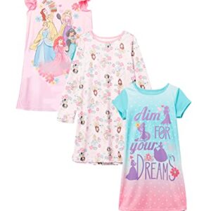 Disney Girls' Princess 3-Pack Nightgown, GIRLS RULE 2, 6