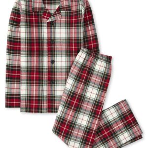 The Children's Place Baby Christmas Flannel Pajama Set, Red/White Plaid, Medium