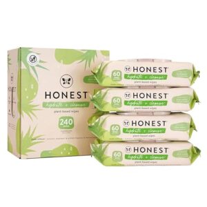 the honest company hydrate + cleanse naturally scented wipes | cleansing multi-tasking wipes | 99% water, plant-based, hypoallergenic | aloe + cucumber, 240 count