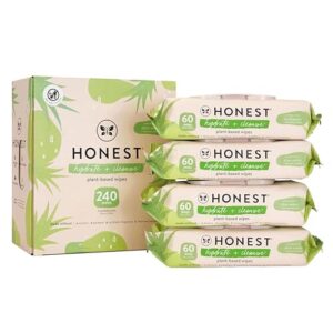 The Honest Company Hydrate + Cleanse Naturally Scented Wipes | Cleansing Multi-Tasking Wipes | 99% Water, Plant-Based, Hypoallergenic | Aloe + Cucumber, 240 Count