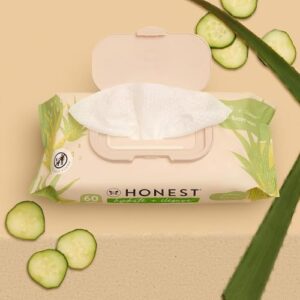 The Honest Company Hydrate + Cleanse Naturally Scented Wipes | Cleansing Multi-Tasking Wipes | 99% Water, Plant-Based, Hypoallergenic | Aloe + Cucumber, 240 Count