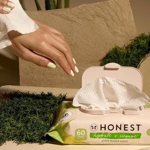 The Honest Company Hydrate + Cleanse Naturally Scented Wipes | Cleansing Multi-Tasking Wipes | 99% Water, Plant-Based, Hypoallergenic | Aloe + Cucumber, 240 Count