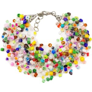 handmade rainbow multi strand mix big beads bracelet bohemian fashion summer 2021 trend gift under 25 sunday fun day wear