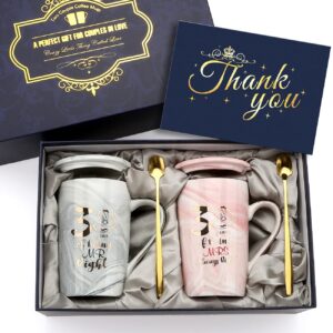 Sovyime 30 Years of Being Mr Right and Mrs Always Right Wedding Marriage Anniversary Cup for Couple Ceramic Marble Coffee Mugs - 14 Oz (30th Anniversary)