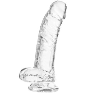 realistic dildo stimulator- 8.2" big dildos with suction cup adult sex toy for women/men/gay, flexible clear with curved shaft & balls for vaginal g-spot &anal.