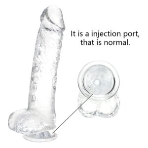 Realistic Dildo Stimulator- 8.2" Big Dildos with Suction Cup Adult Sex Toy for Women/Men/Gay, Flexible Clear with Curved Shaft & Balls for Vaginal G-Spot &Anal.