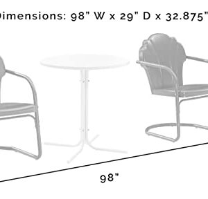 Crosley Furniture KO10010BL Tulip 3-Piece Outdoor Metal Bistro Set, Pastel Blue Satin