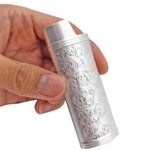 Lucklybestseller Metal Lighter Case Cover Holder Vintage Floral Stamped for BIC Full Size Lighter J6 (White Gold)