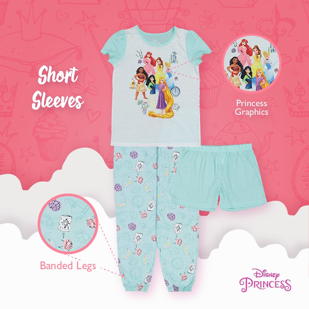 Disney Girls' Princess 5-Piece Loose-Fit Pajamas Set, ONCE UPON A TIME, 4