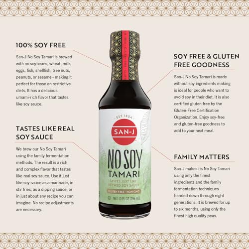 San-J - No Soy Tamari - Specially Brewed Soy Sauce Alternative - 10 oz. Bottle