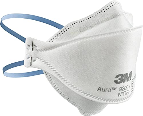 3M Aura Particulate Respirator 9205+ N95, Lightweight, 3 Panel Designed Helps Provide Comfortable and Convenient Respiratory Protection, 3-Pack