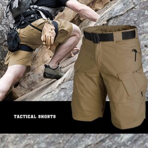 YAXHWIV Mens Tactical Shorts 11" Waterproof Hiking Fishing Breathable Quick Dry Cargo Short Shorts Regular(NO Belt) Black