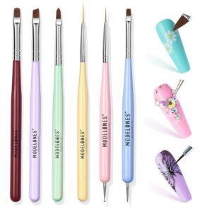 Modelones Nail Art Brush Set, Nail Art Tools with Nail Polish Brush, Nail Extension Gel Brush, Nail Liner Brush, Nail Carved Brush, Nail Dotting Pen, and Builder Nail Gel Brush for Salon at Home DIY