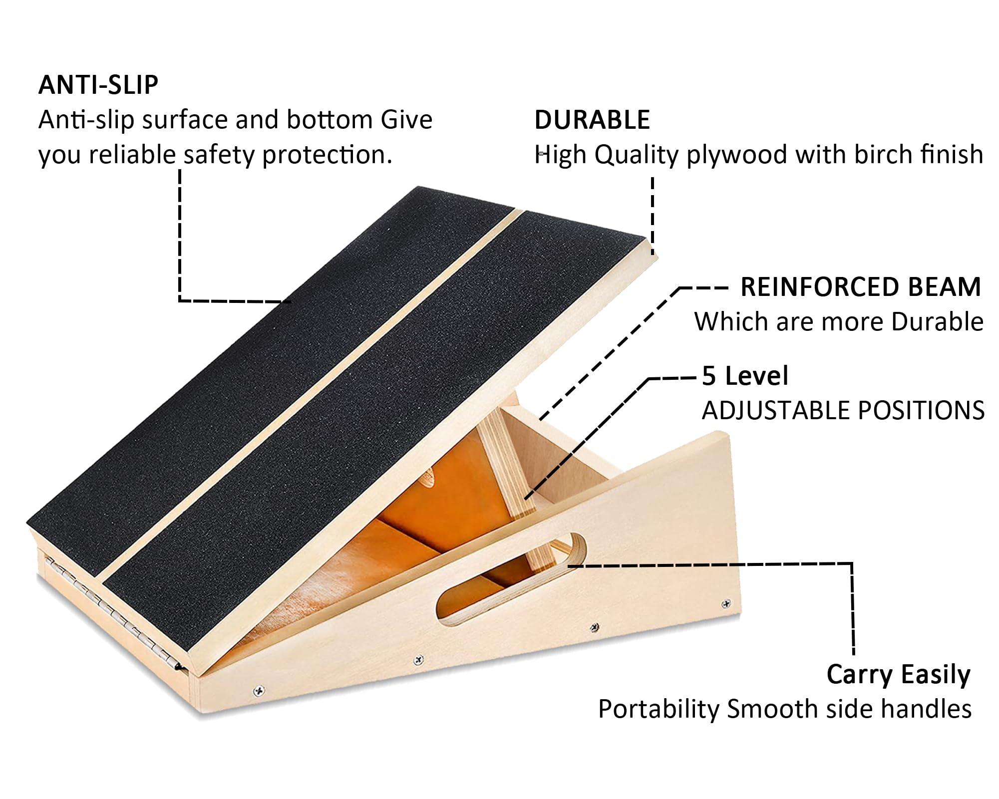 MUCITAGF Professional Slant Board, Adjustable Incline Board and Calf Stretcher, Slant Board for Calf Stretching, Calf Stretch Board