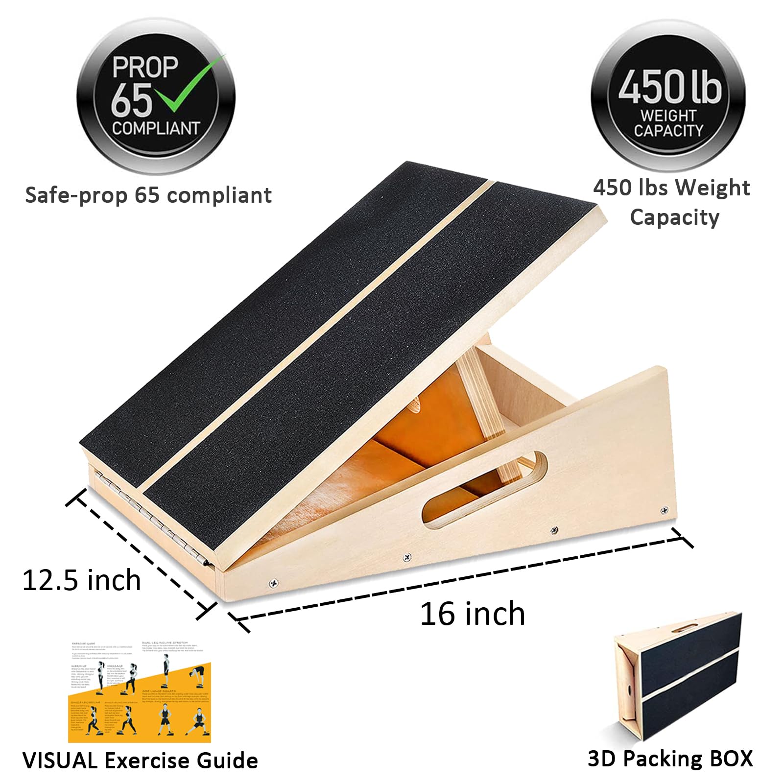 MUCITAGF Professional Slant Board, Adjustable Incline Board and Calf Stretcher, Slant Board for Calf Stretching, Calf Stretch Board