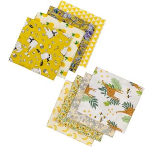 Cartisanat Fat Quarters Fabric Bundles, 8 Pcs (20in x 20in / 50cm x 50cm) Sewing Patterns Quarter Precut Fabrics for Quilting Squares Sheets TOP Cotton Bundle Patchwork DIY Crafting Yellow Floral