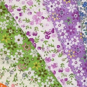 Cartisanat Fat Quarters Fabric Bundles，12 Pcs (20in x 20in / 50cm x 50cm) Sewing Patterns Quarter Precut Fabrics for Quilting Squares Scraps TOP Cotton Material Bundle Patchwork DIY Crafting Floral B