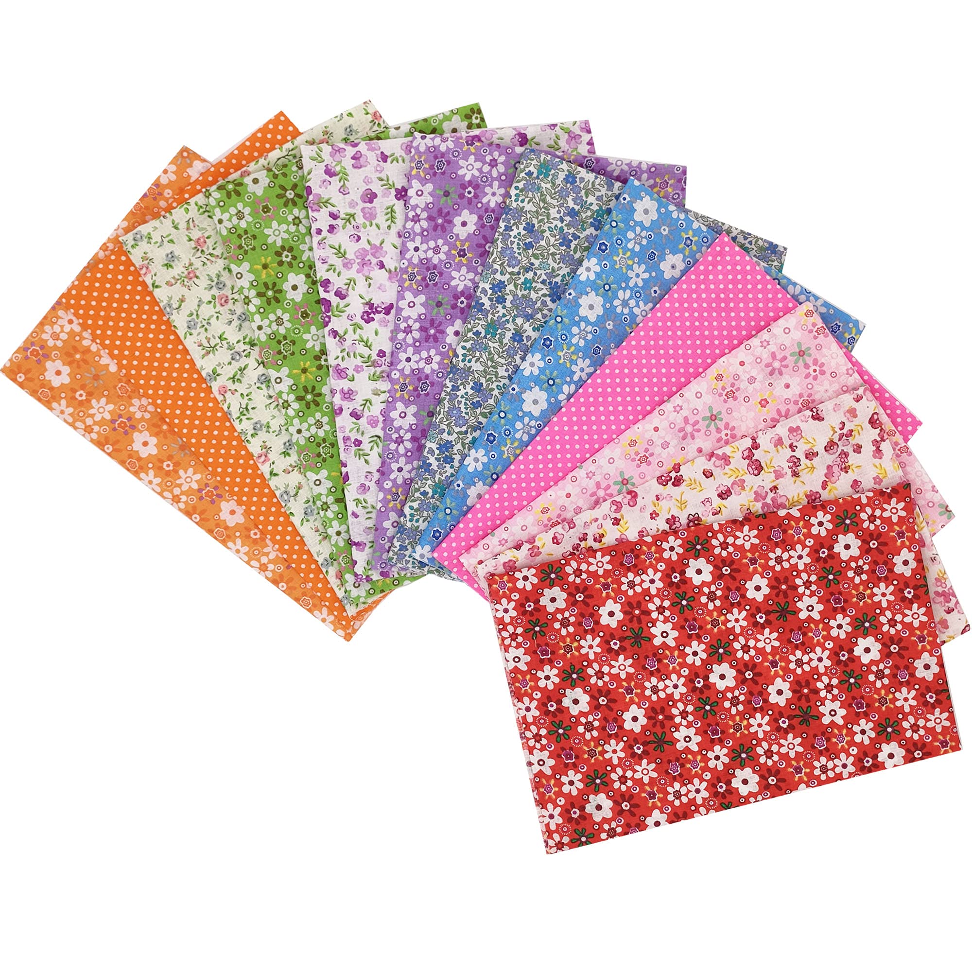 Cartisanat Fat Quarters Fabric Bundles，12 Pcs (20in x 20in / 50cm x 50cm) Sewing Patterns Quarter Precut Fabrics for Quilting Squares Scraps TOP Cotton Material Bundle Patchwork DIY Crafting Floral B