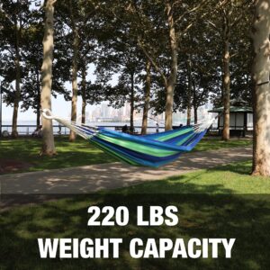 Bliss Hammocks BH-400-SB 40" Wide Hammock w/Hand-Woven Rope Loops & Hanging Hardware, Outdoor, Patio, Backyard Durable, Cotton and Polyester Blend, 220 Lbs Capacity, Seabreeze