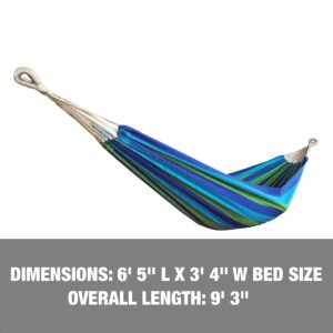 Bliss Hammocks BH-400-SB 40" Wide Hammock w/Hand-Woven Rope Loops & Hanging Hardware, Outdoor, Patio, Backyard Durable, Cotton and Polyester Blend, 220 Lbs Capacity, Seabreeze