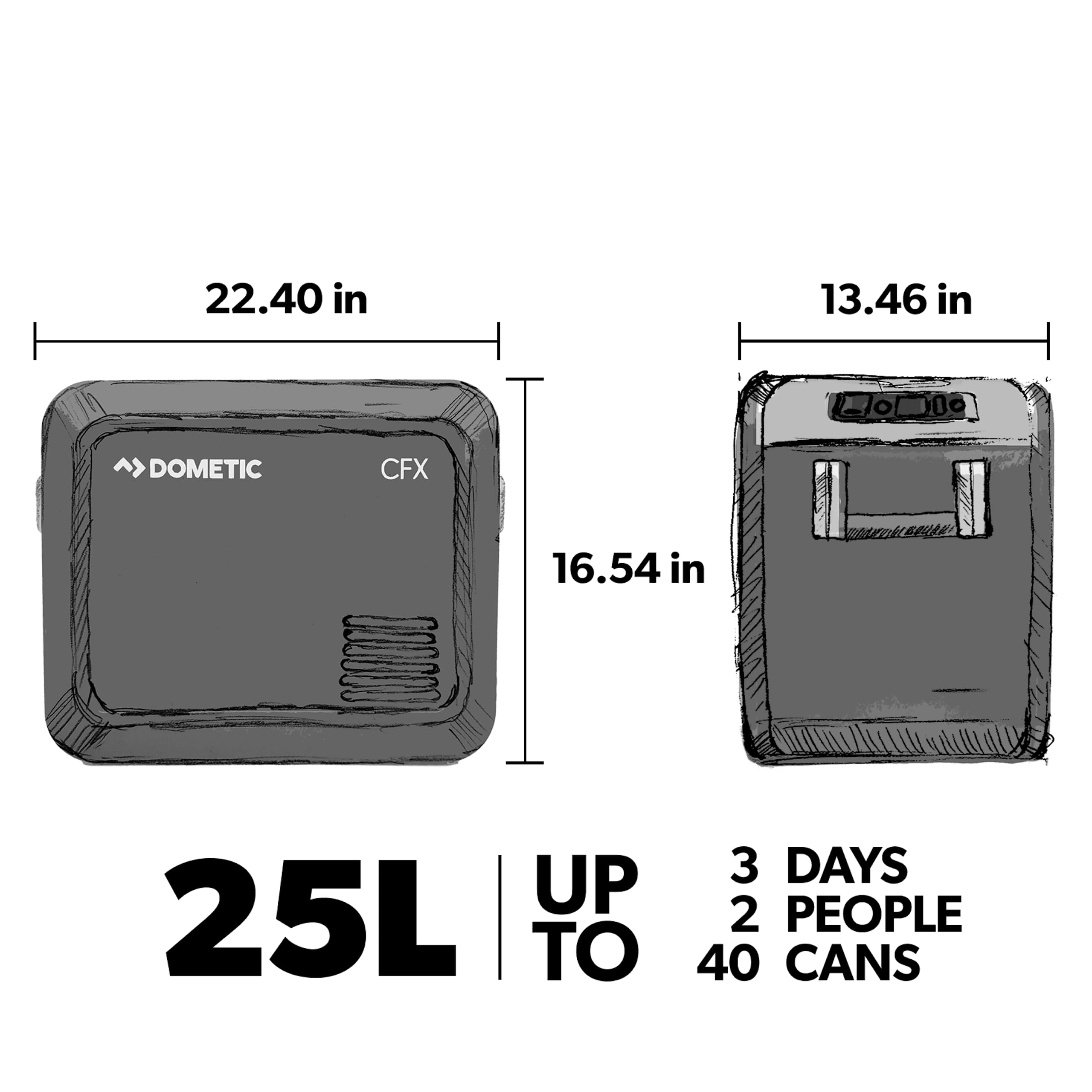 Dometic CFX3 25-Liter Portable Refrigerator and Freezer, Powered by AC/DC or Solar