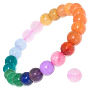 dazcolo handmade gem bracelet 7.5" stretch gemstone 8mm round beads crystals quartz unisex (7 chakra)