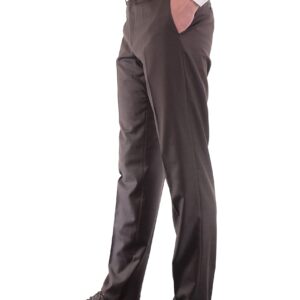 Zanella Platinum Parker Tasmanian Super 150's Wool Men Trousers - Modern Fit Flat Front Dress Pants (Dark Brown 36)