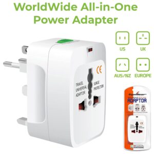 Worldwide Power Adapter Works for Plantronics BackBeat 903+ is Universal for 90% of Travel Between US/EU/CN/AUS/NZ/UK Type