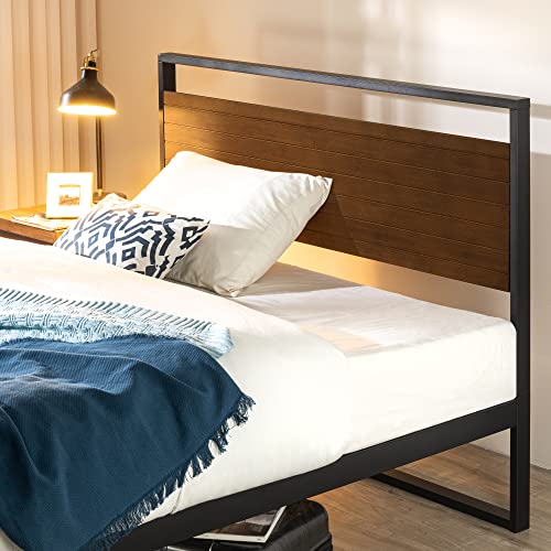 ZINUS Suzanne 44 Inch Bamboo and Metal Platform Bed Frame / Solid Steel Construction / No Box Spring Needed / Wood Slat Support / Easy Assembly, Chestnut Brown, King