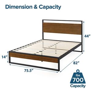 ZINUS Suzanne 44 Inch Bamboo and Metal Platform Bed Frame / Solid Steel Construction / No Box Spring Needed / Wood Slat Support / Easy Assembly, Chestnut Brown, King